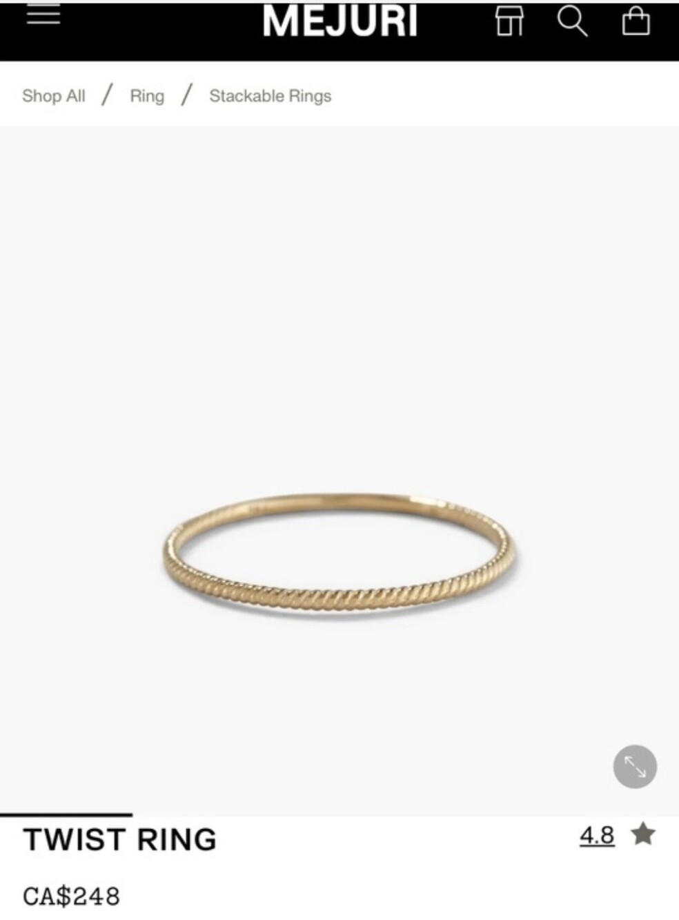 Mejuri 14k Solid Gold Twist Ring - Women's Stackable Band